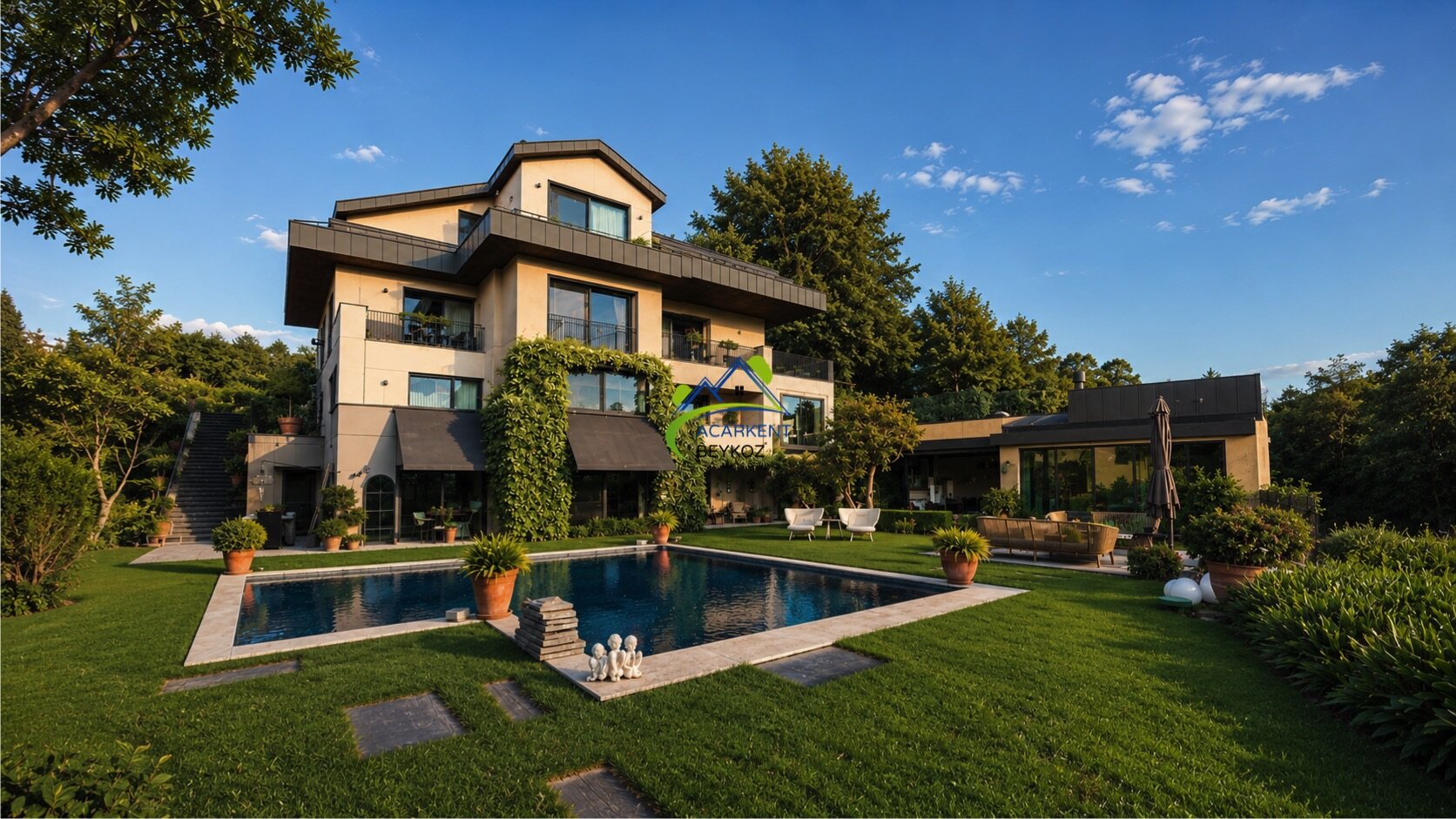 Acarkent'te Hakim Konumlu Modern Dekorasyonlu Masrafsız Lüks Villa