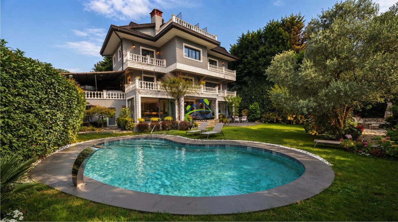 Acarkent'te Modern Mimari Dekorasyonlu Masrafsız Satılık Villa